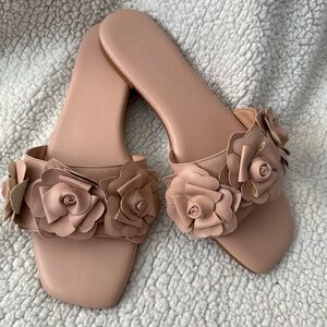 Time and Tru Women’s Floral Slide Sandals in Blush Pink size 10